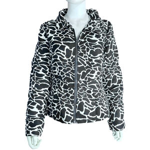 Zoe D Zip Up Jacket Medium Weight Large Black White